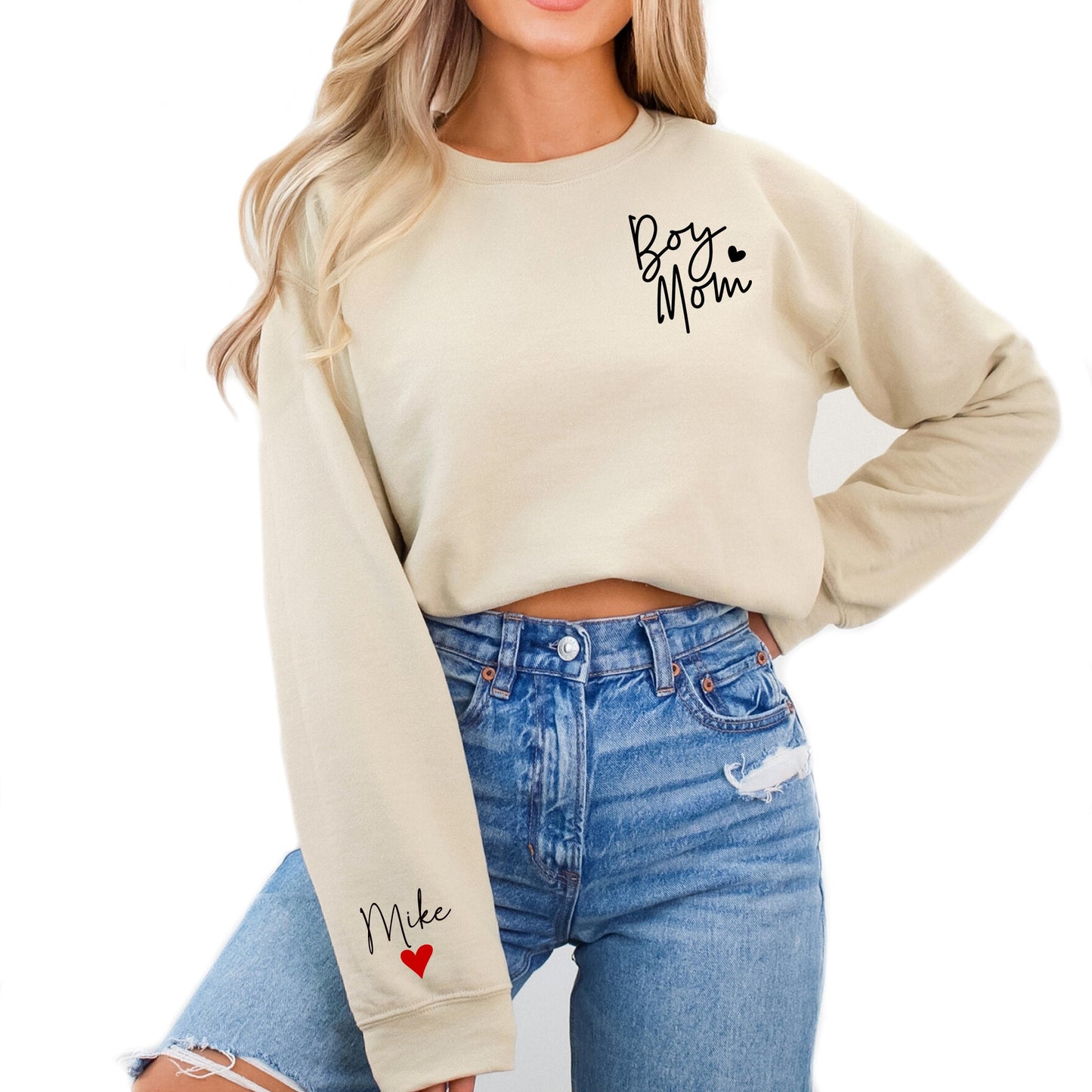 Everyday Customs Co. Custom Boy Mom Sweatshirt - Personalized Kids Name on Sleeve | Everyday Customs Co. - Sweatshirts