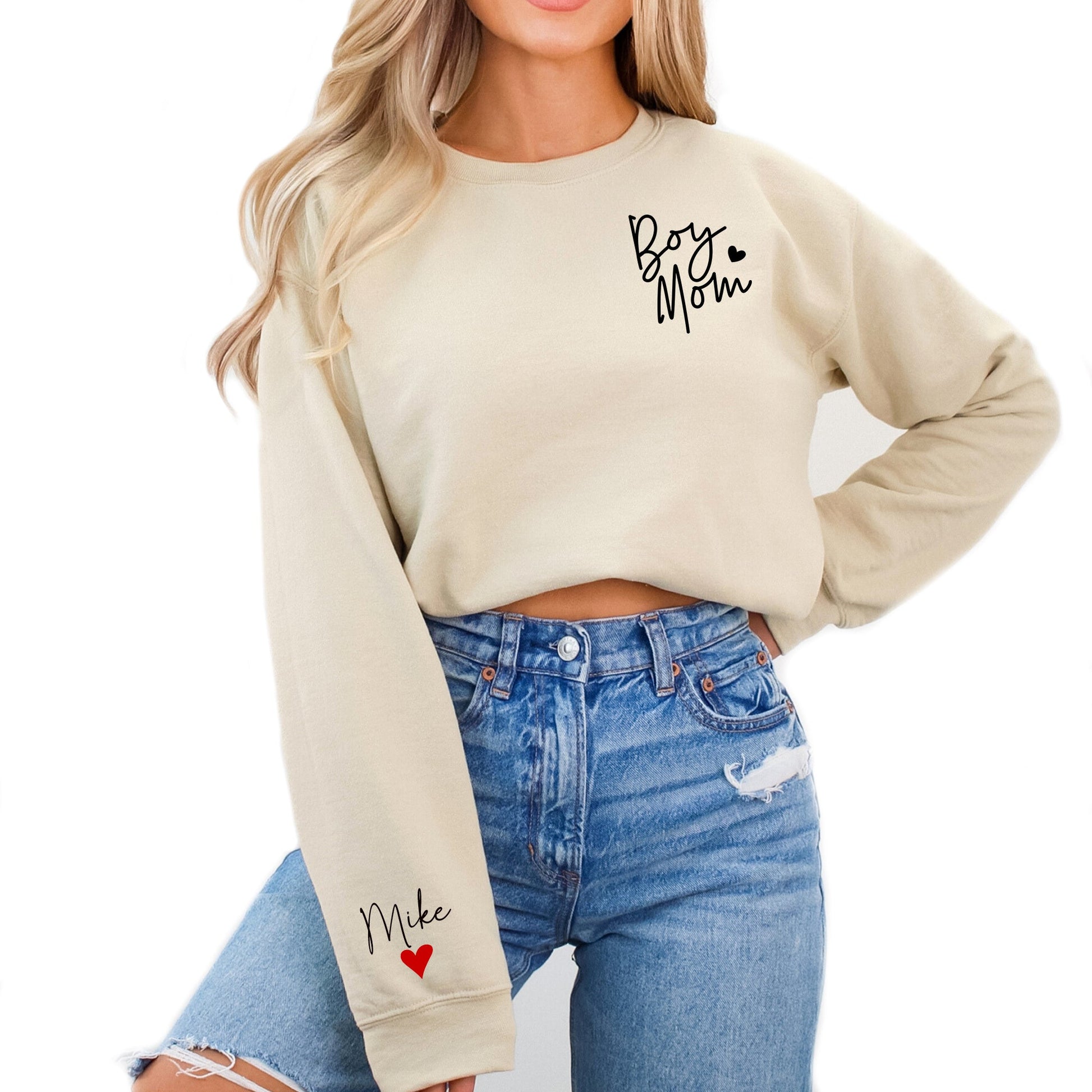 Everyday Customs Co. Custom Boy Mom Sweatshirt - Personalized Kids Name on Sleeve | Everyday Customs Co. - Sweatshirts