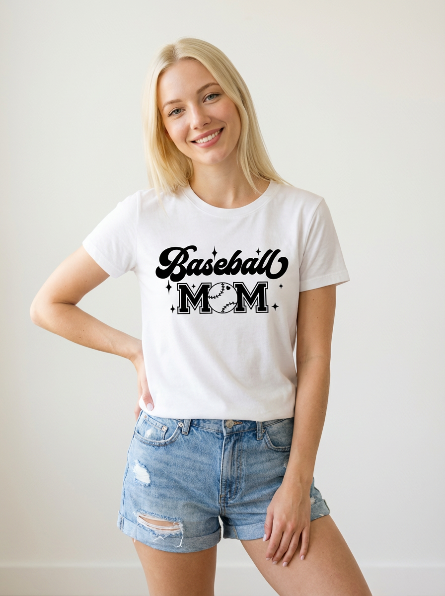 Everyday Customs Co. Baseball Mom Graphic Tee - Handcrafted Bella Canvas Soft Shirt | Everyday Customs Co. - T-Shirts