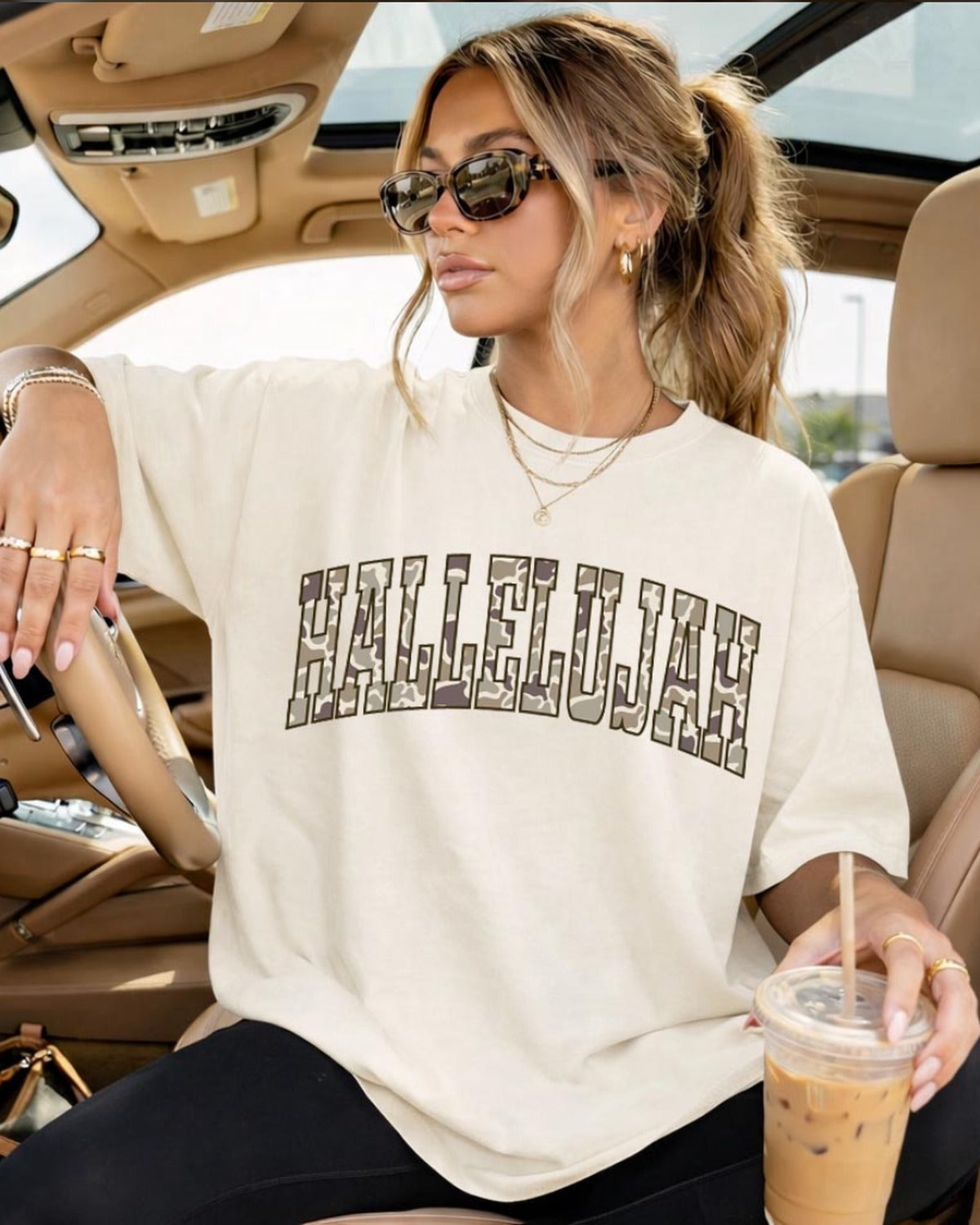 HALLELUJAH Camo Arch Tee - Comfort Colors Graphic Tee | Everyday Customs Co.