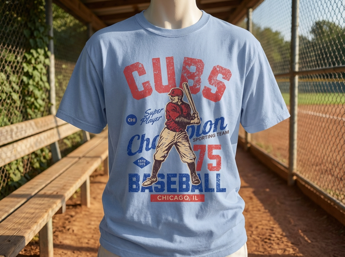 Hey Jude Graphic Tees Vintage Chicago Cubs Baseball Tee - Retro 70s Game Day Style | Everyday Customs Co. - Apparel & Accessories