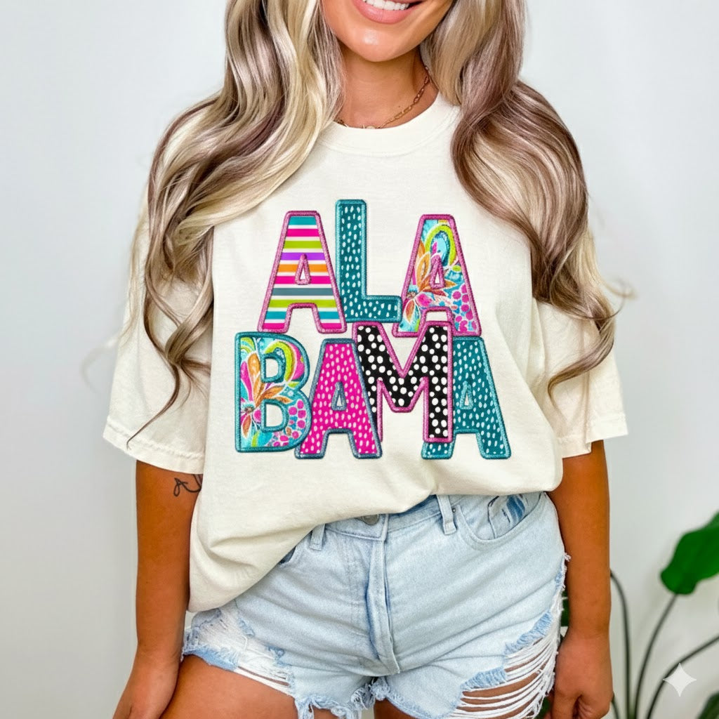 Everyday Customs Co. Alabama Faux Monogram T-Shirt - Crafted In-House Comfort Colors 1717 | Everyday Customs Co. - T-Shirts