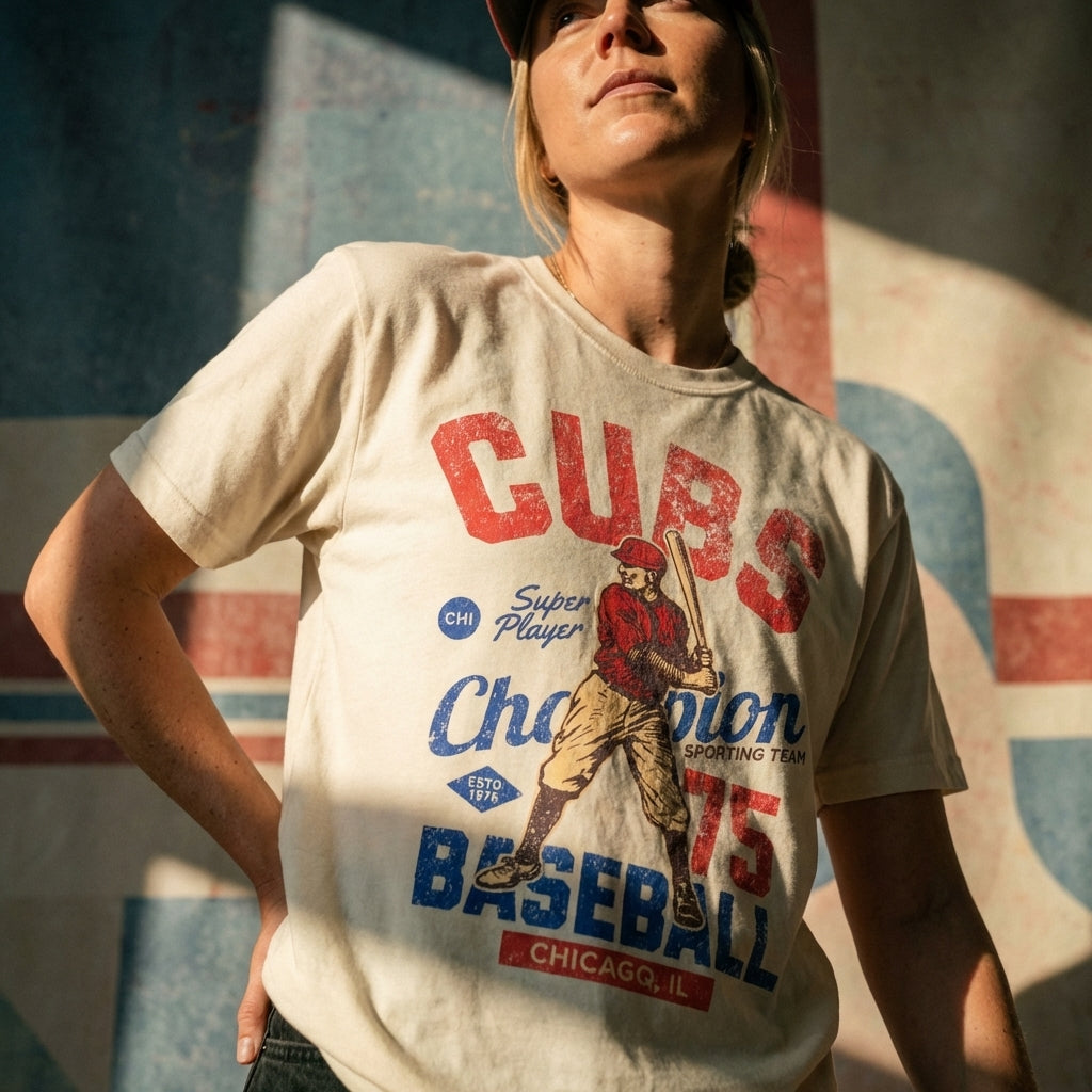 Hey Jude Graphic Tees Vintage Chicago Cubs Baseball Tee - Retro 70s Game Day Style | Everyday Customs Co. - Apparel & Accessories