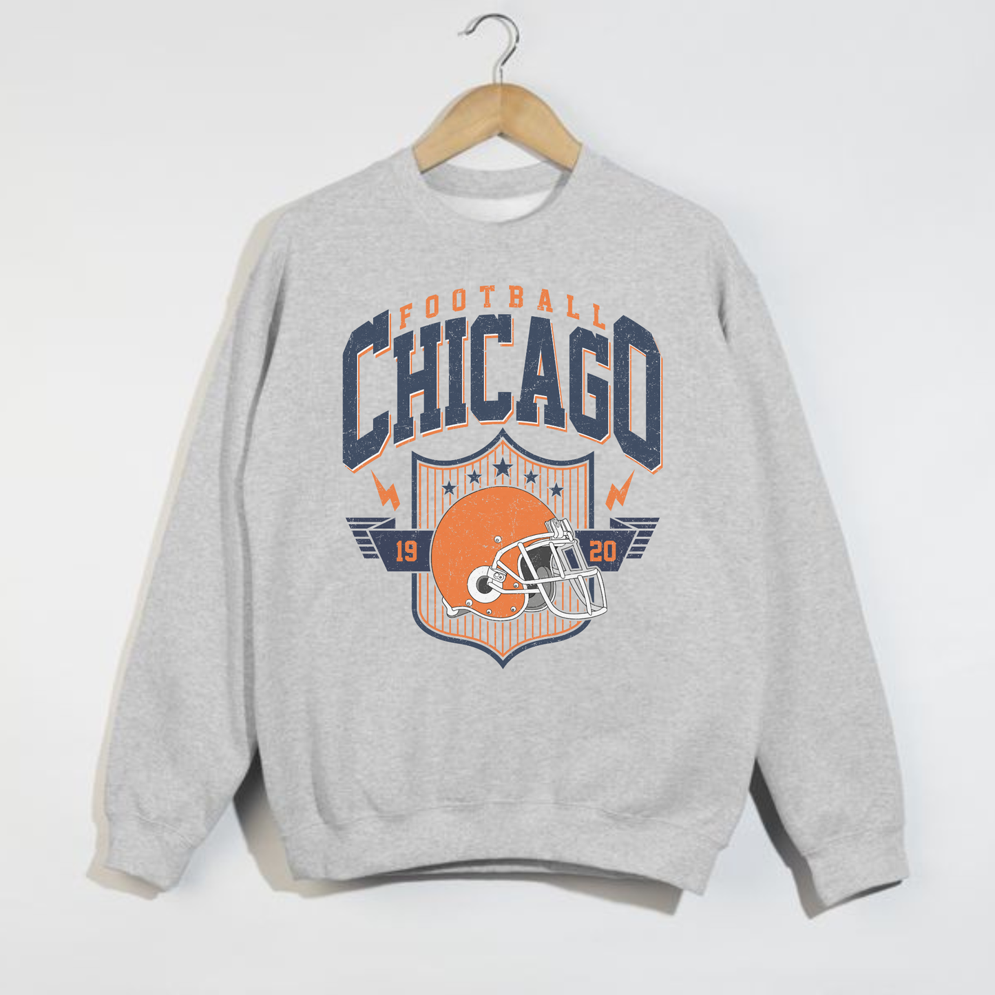 Hey Jude Graphic Tees Vintage Chicago Football Crewneck - 1920 Retro Helmet Graphic | Everyday Customs Co. - Apparel & Accessories