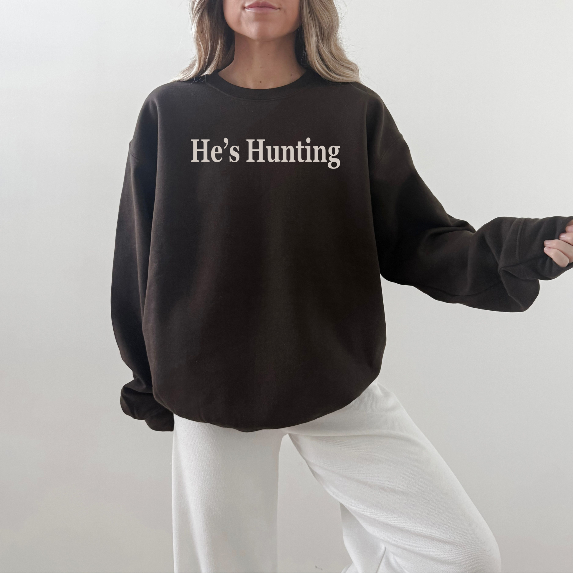 Hey Jude Graphic Tees He's Hunting Fleece Crewneck - Crafted with Purpose | Everyday Customs Co. - Apparel & Accessories