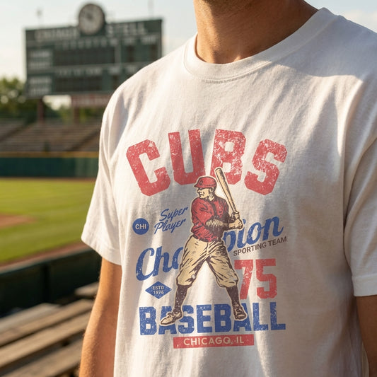 Hey Jude Graphic Tees Vintage Chicago Cubs Baseball Tee - Retro 70s Game Day Style | Everyday Customs Co. - Apparel & Accessories