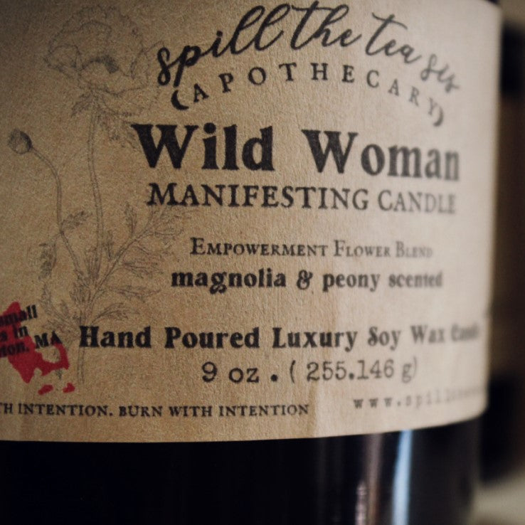 Spill The Tea Sis Apothecary Wild Woman Divine Feminine Goddess Candle | Empowerment Manifestation Soy Wax Candle - Apparel & Accessories