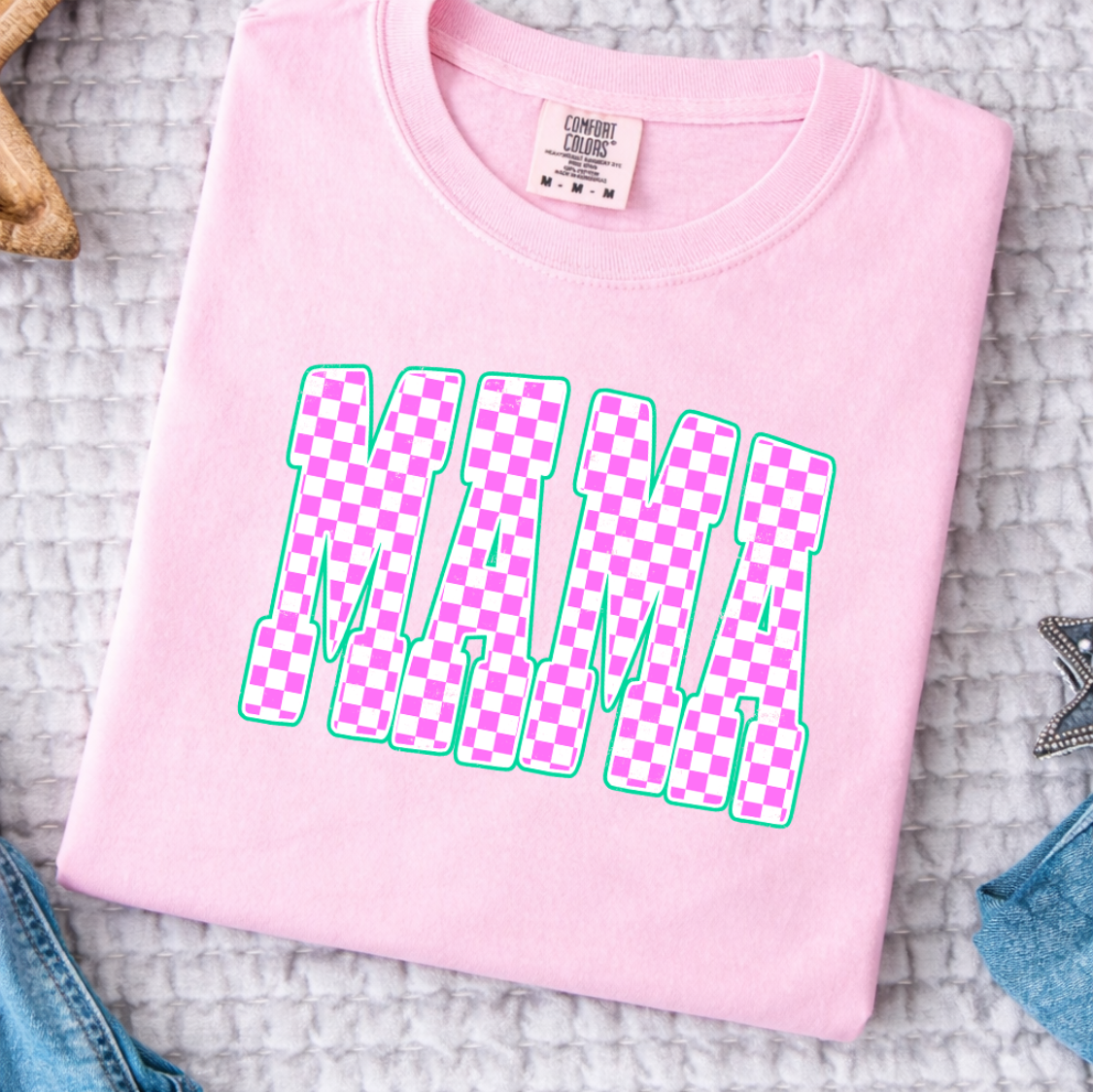 MAMA Pink Checker Tee