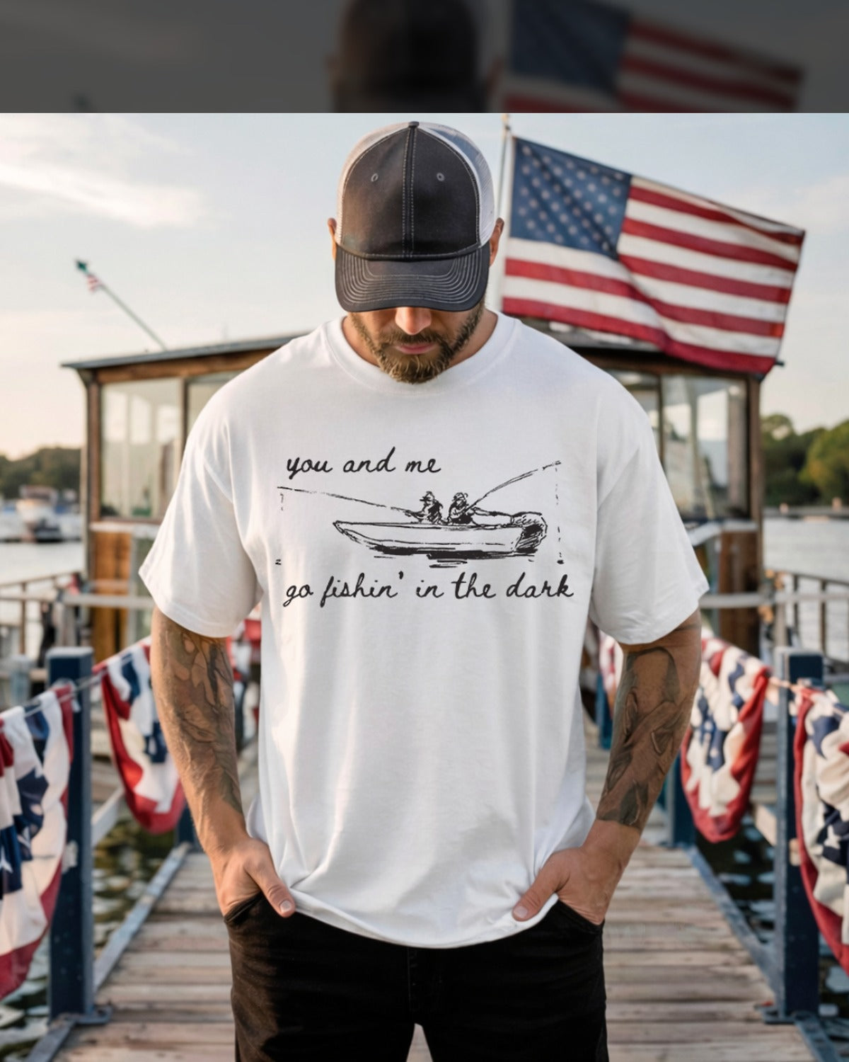 You and Me Go Fishin in the Dark Tee - Comfort Colors Graphic Tee | Everyday Customs Co.