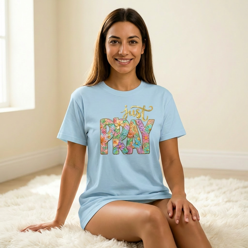 Everyday Customs Co. Just Pray Inspirational Prayer Tee - T-Shirts