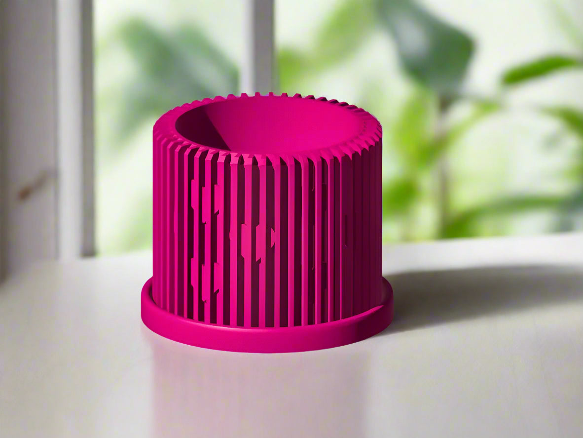 Rosebud HomeGoods Modern Heart Planter with Saucer – Ribbed 3D Printed Home Decor - Apparel & Accessories Planter