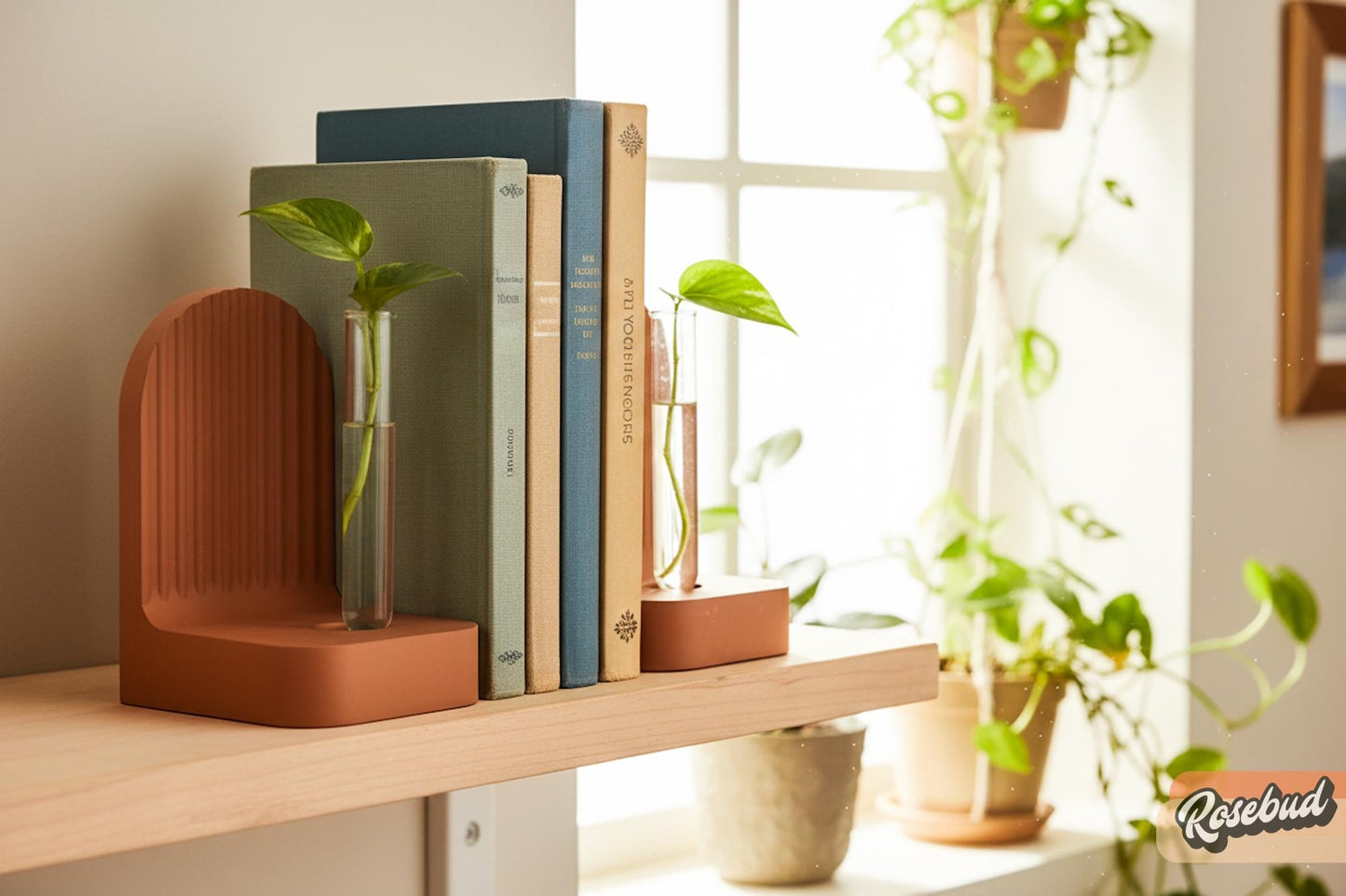 Rosebud HomeGoods Modern 3D Printed Bookend Propagation Station, PLA Plant Decor - Apparel & Accessories