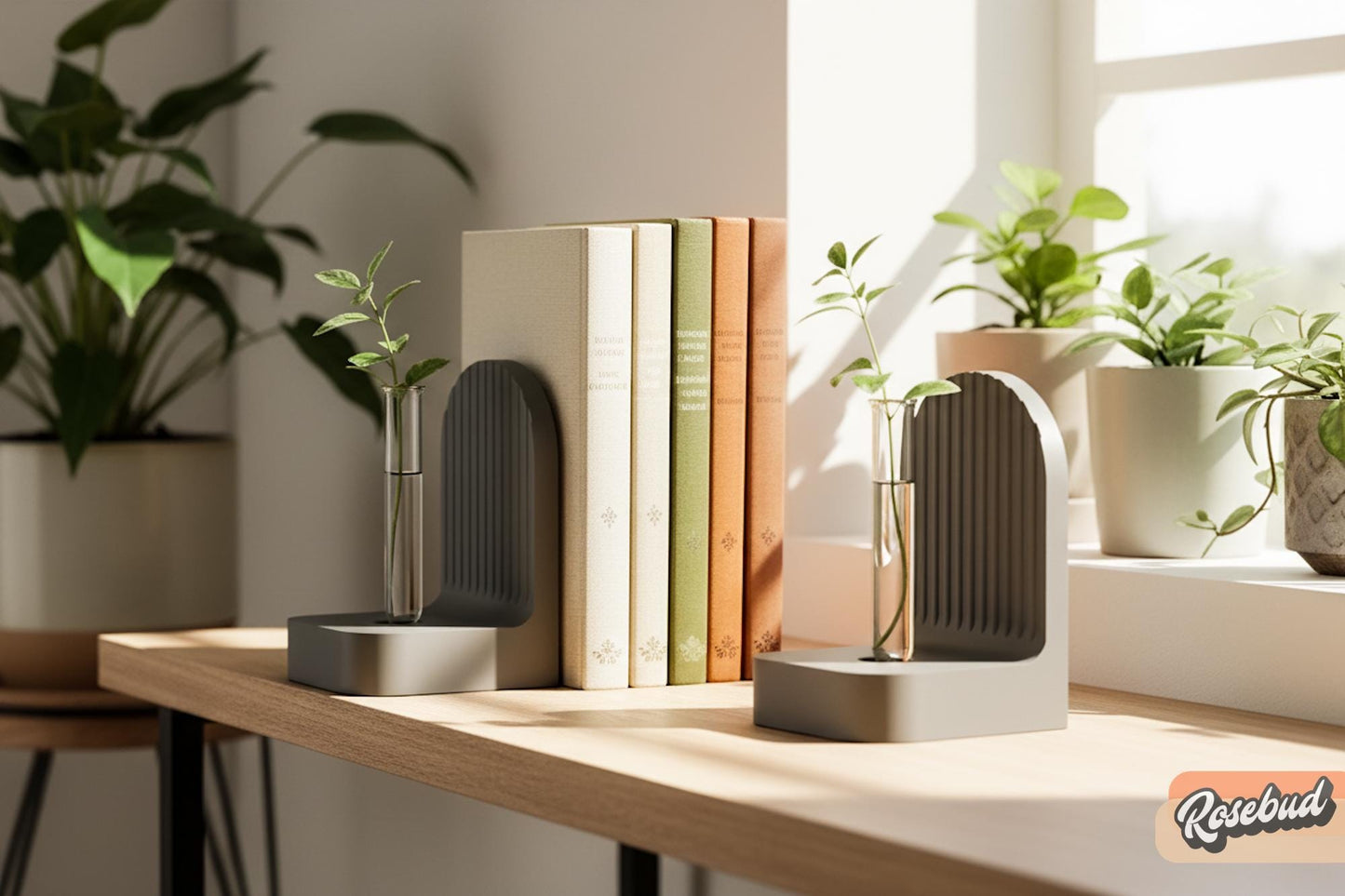 Rosebud HomeGoods Modern 3D Printed Bookend Propagation Station, PLA Plant Decor - Apparel & Accessories