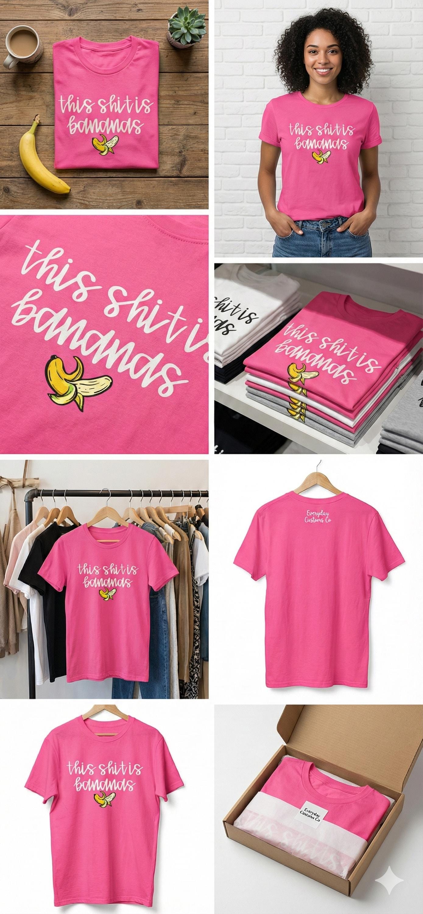 Everyday Customs Co. This Shit Is Bananas Funny Graphic Tee | Unisex Cotton T-Shirt, Trendy Casual Humor Top - Apparel & Accessories