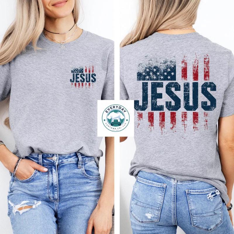 Everyday Customs Co. Jesus American Flag Graphic Tee - Faith & Patriotism | Everyday Customs Co. - T-Shirts