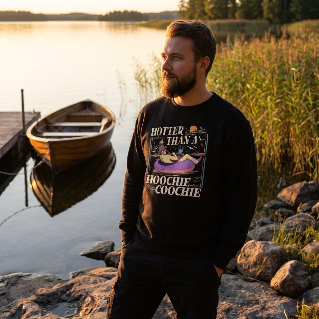 Everyday Customs Co. Hoochie Coochie Sweatshirt - Retro Lake Day Graphic | Everyday Customs Co. - Apparel & Accessories