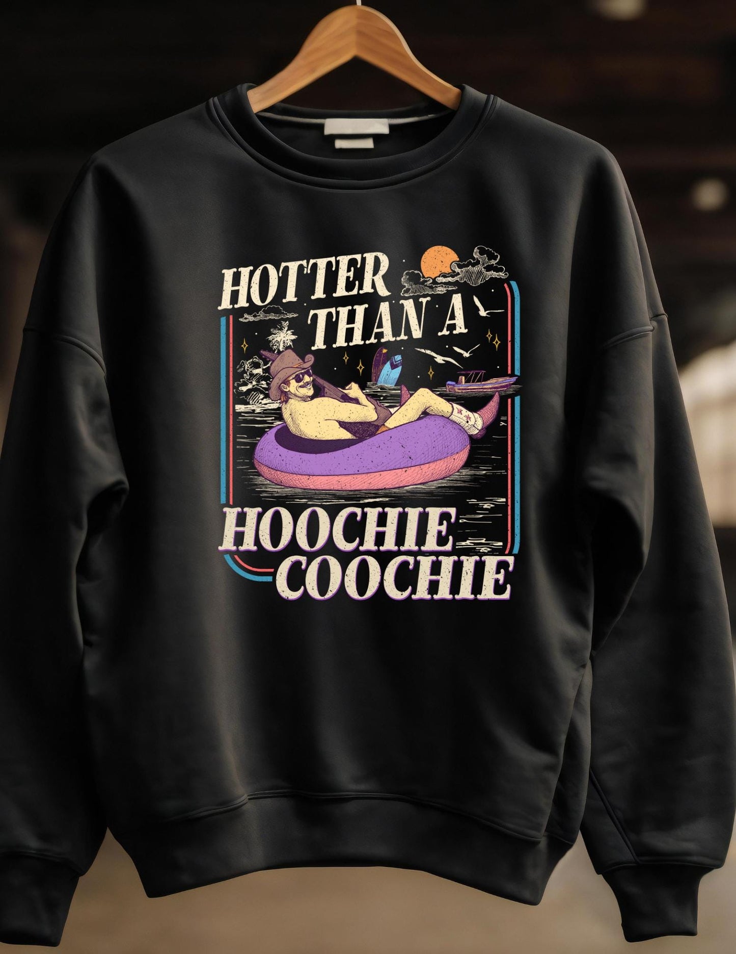 Everyday Customs Co. Hoochie Coochie Sweatshirt - Retro Lake Day Graphic | Everyday Customs Co. - Apparel & Accessories