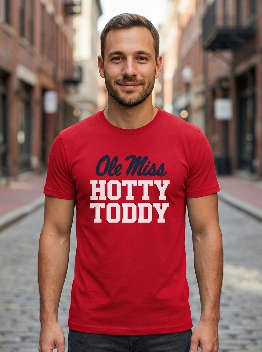 Everyday Customs Co. Ole Miss Hotty Toddy Cotton Game Day Shirt, Rebel Football Tailgate Tee - Apparel & Accessories