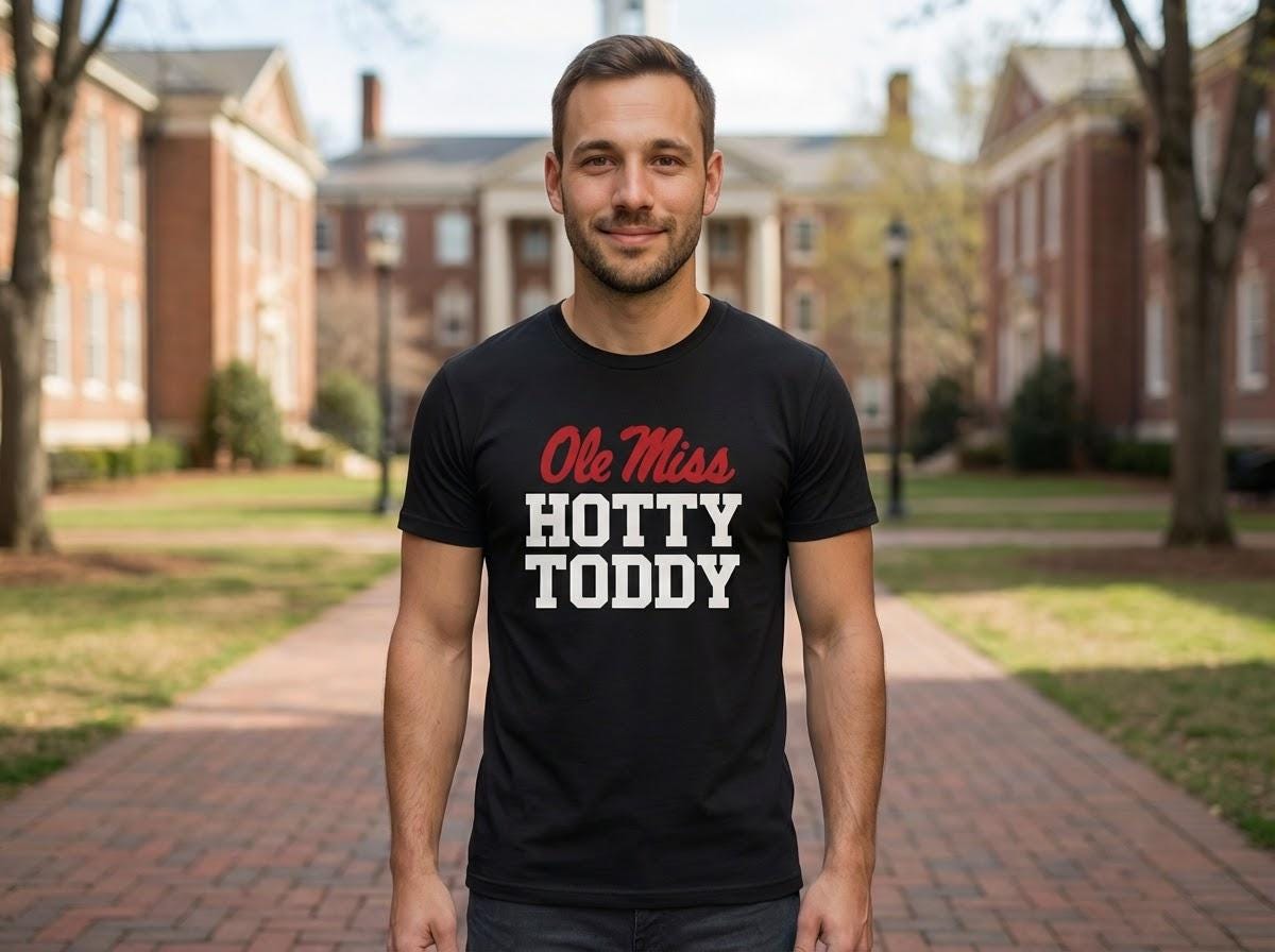 Everyday Customs Co. Ole Miss Hotty Toddy Cotton Game Day Shirt, Rebel Football Tailgate Tee - Apparel & Accessories