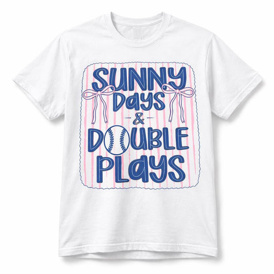 Everyday Customs Co. Sunny Days Double Plays Baseball Mom Shirt, Summer Game Day Tee - Apparel & Accessories