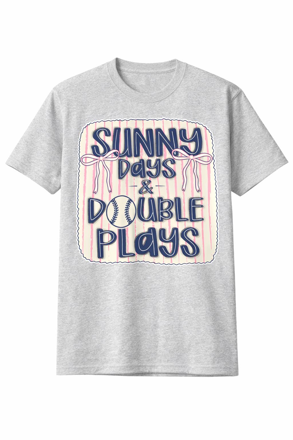 Everyday Customs Co. Sunny Days Double Plays Baseball Mom Shirt, Summer Game Day Tee - Apparel & Accessories