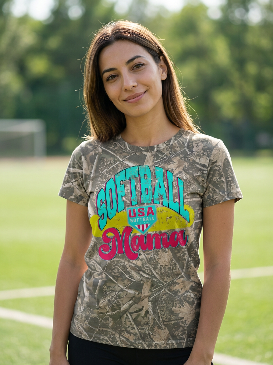 Everyday Customs Co. Softball Mama Camouflage Graphic Tee - Crafted with Purpose | Everyday Customs Co. - T-Shirts