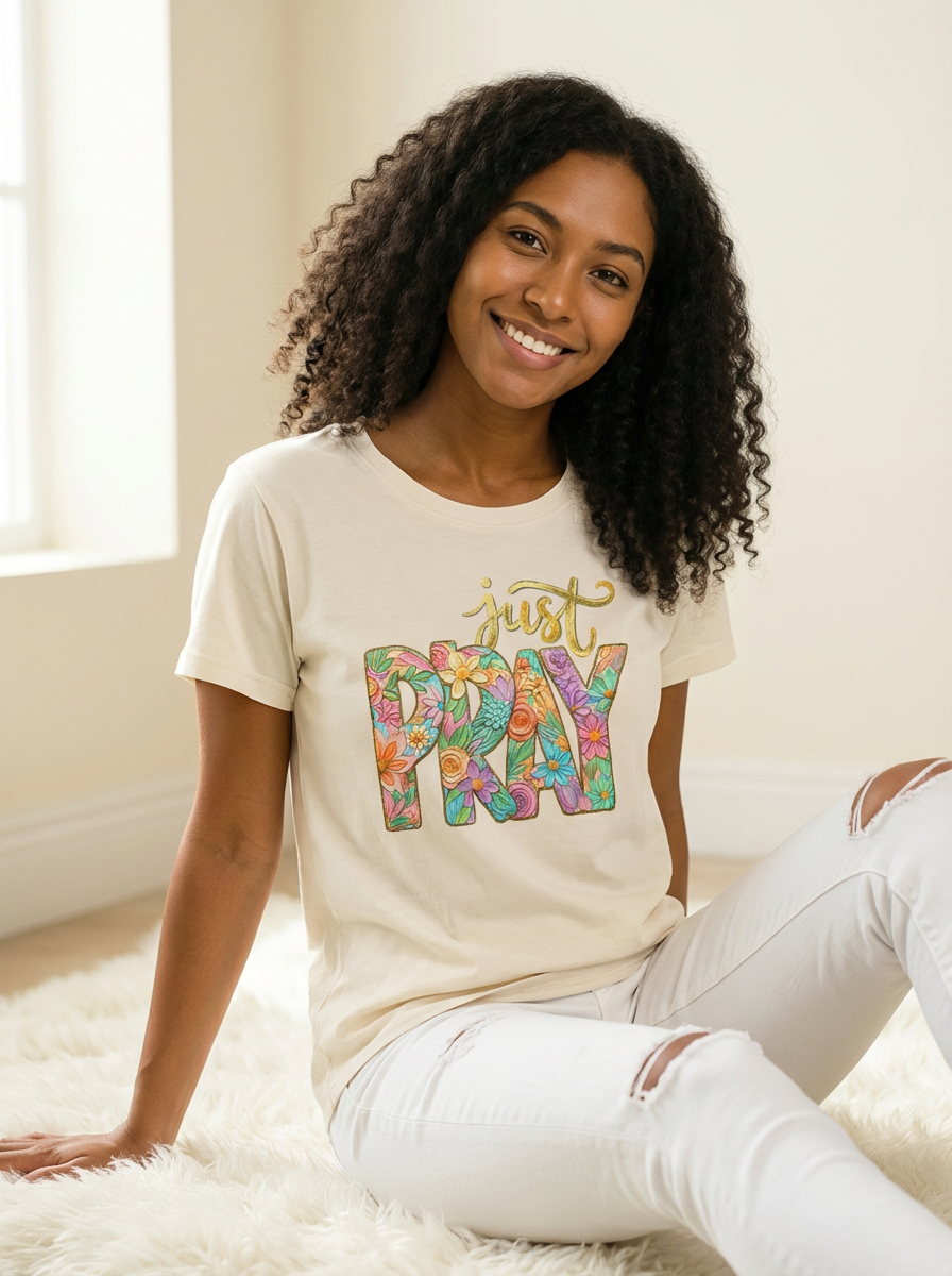 Everyday Customs Co. Just Pray Inspirational Prayer Tee - T-Shirts