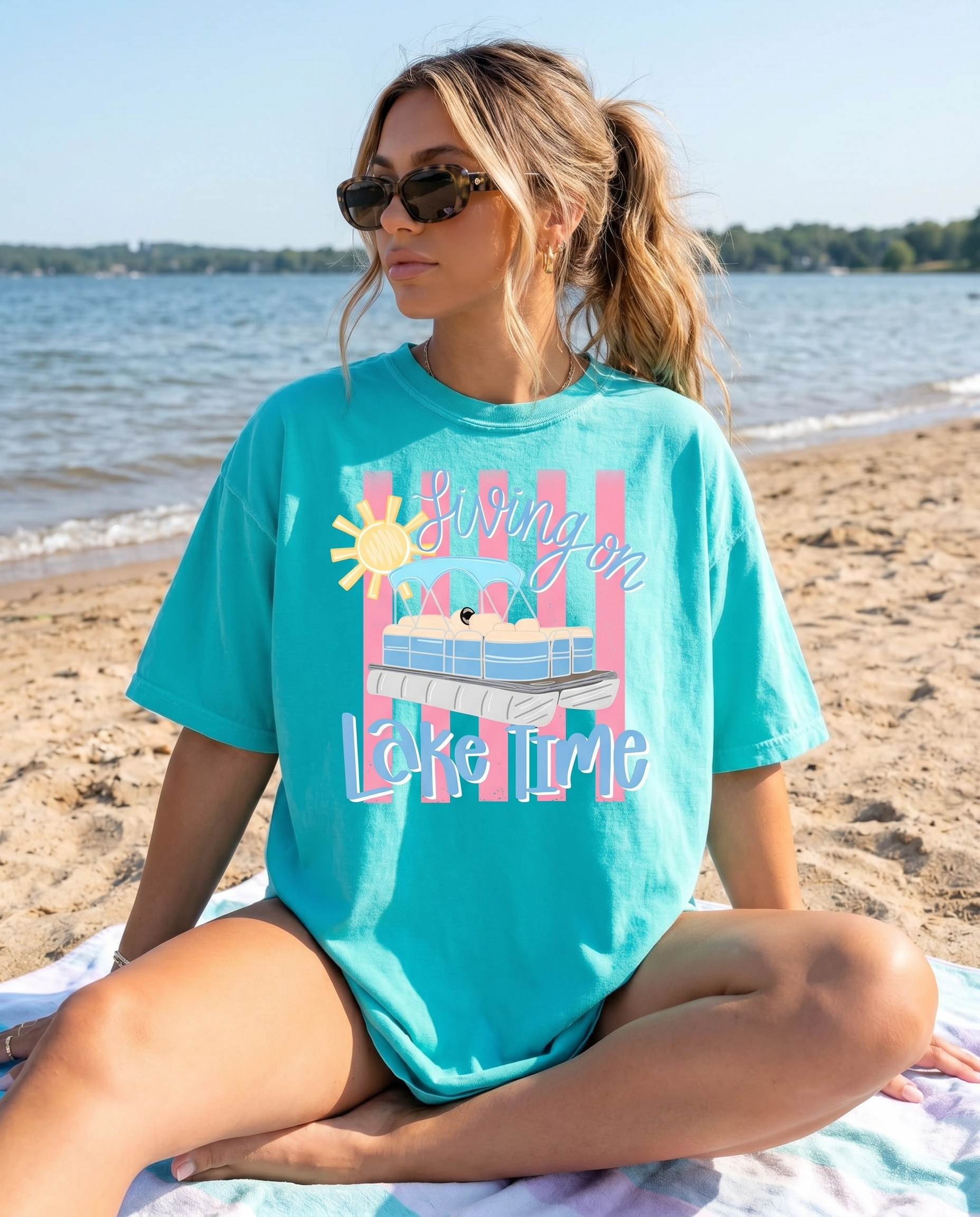Everyday Customs Co Living on Lake Time Pontoon Tee - T-Shirts