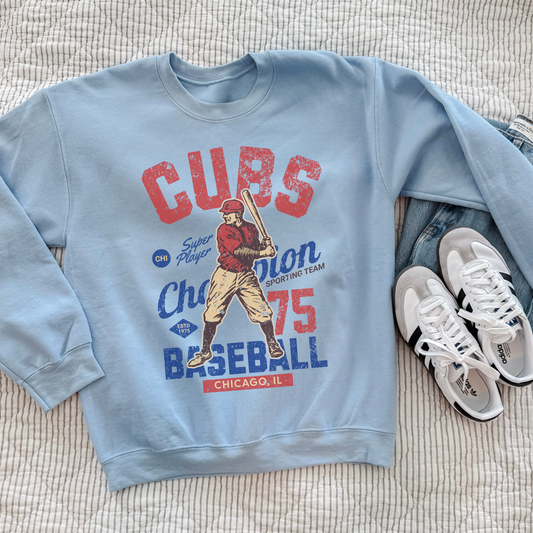 Hey Jude Graphic Tees Chicago Baseball Retro Crewneck - In-House Crafted 70s Fleece | Everyday Customs Co. - Apparel & Accessories