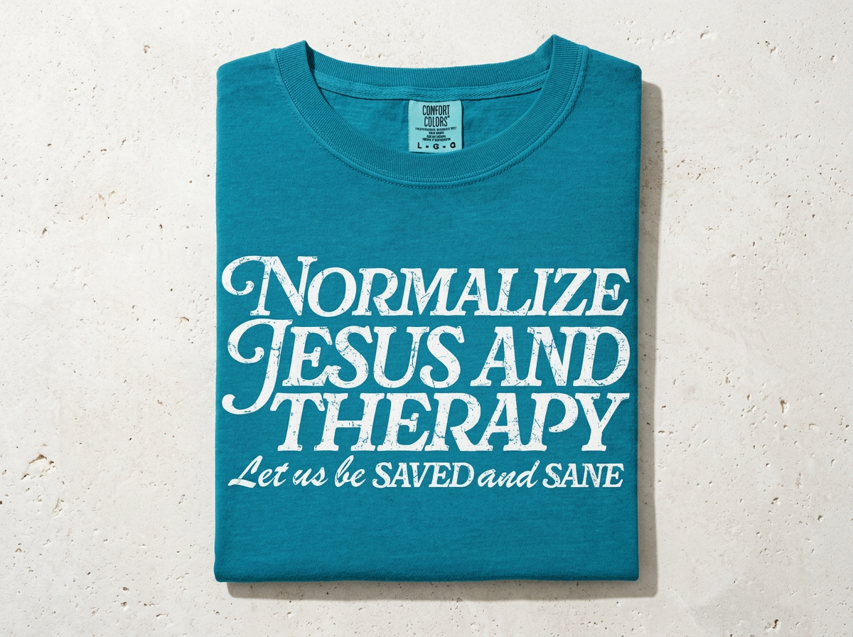 Everyday Customs Co. Normalize Jesus and Therapy Christian Tee - Crafted with Purpose | Everyday Customs Co. - T-Shirts