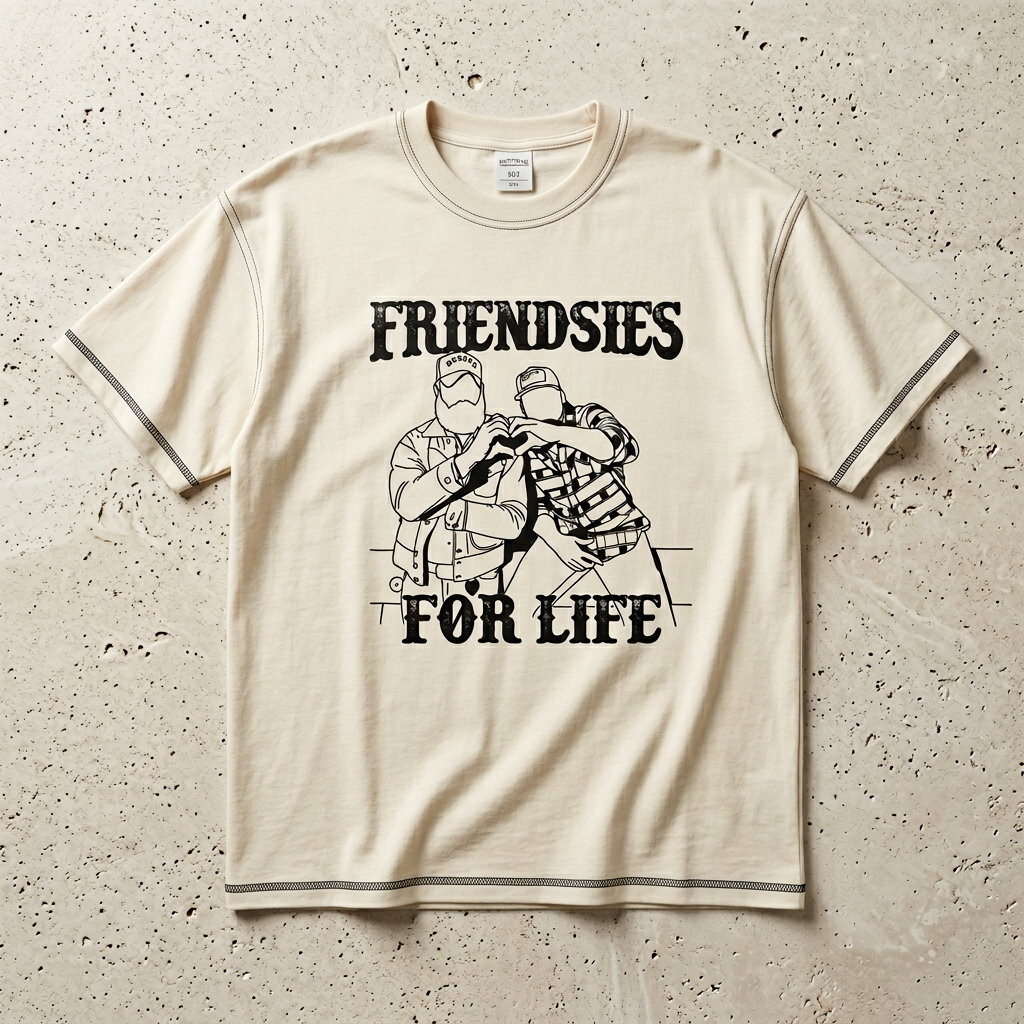 Everyday Customs Co. Friendsies For Life Graphic Tee - Oversized Unisex Top | Everyday Customs Co. - Apparel & Accessories