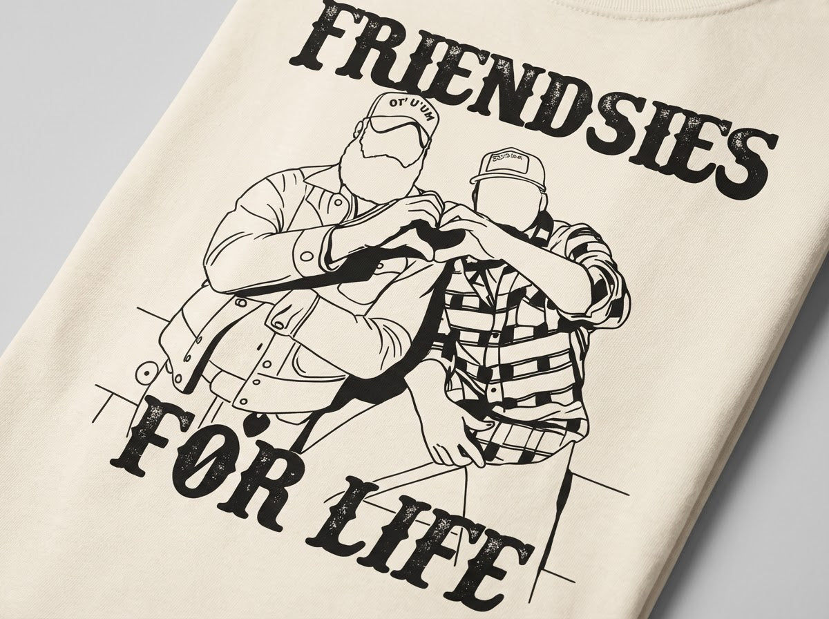 Everyday Customs Co. Friendsies For Life Graphic Tee - Oversized Unisex Top | Everyday Customs Co. - Apparel & Accessories