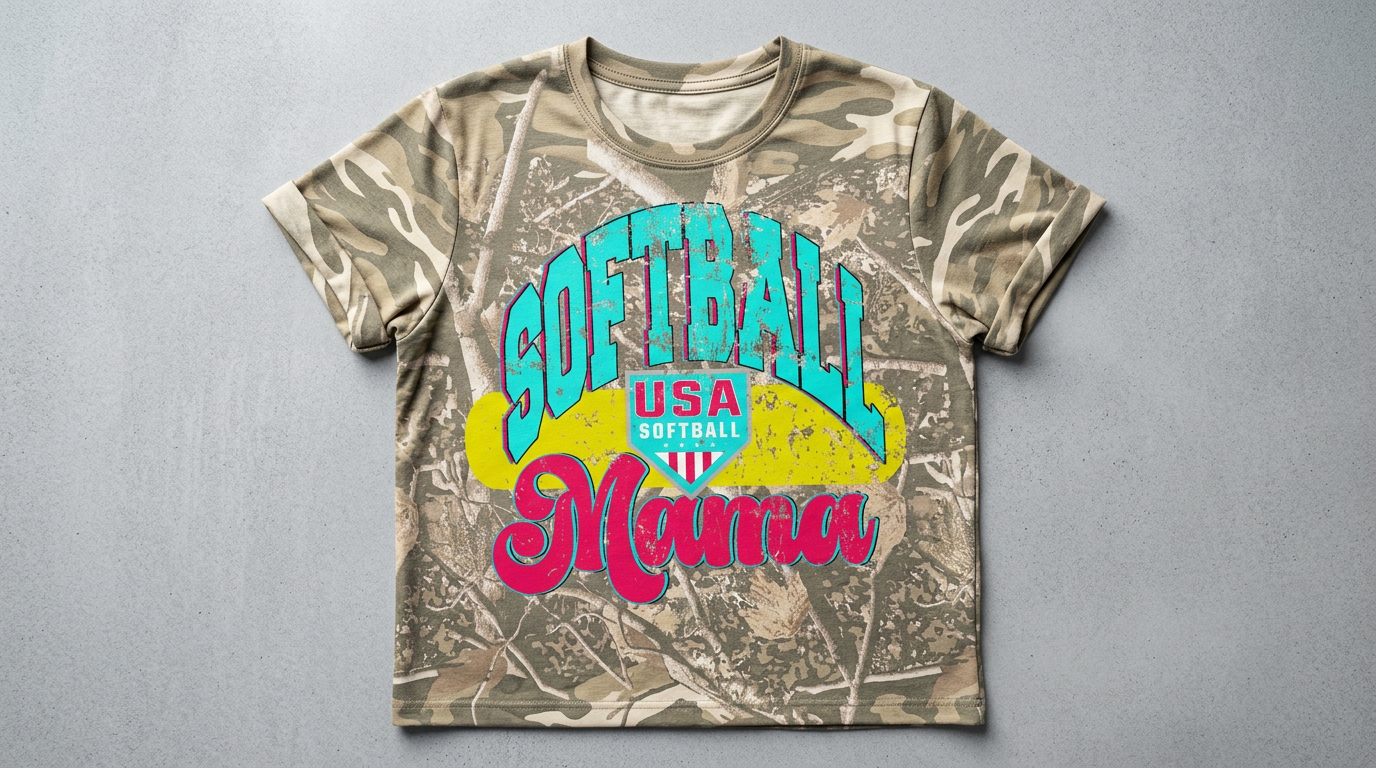 Everyday Customs Co. Softball Mama Camouflage Graphic Tee - Crafted with Purpose | Everyday Customs Co. - T-Shirts