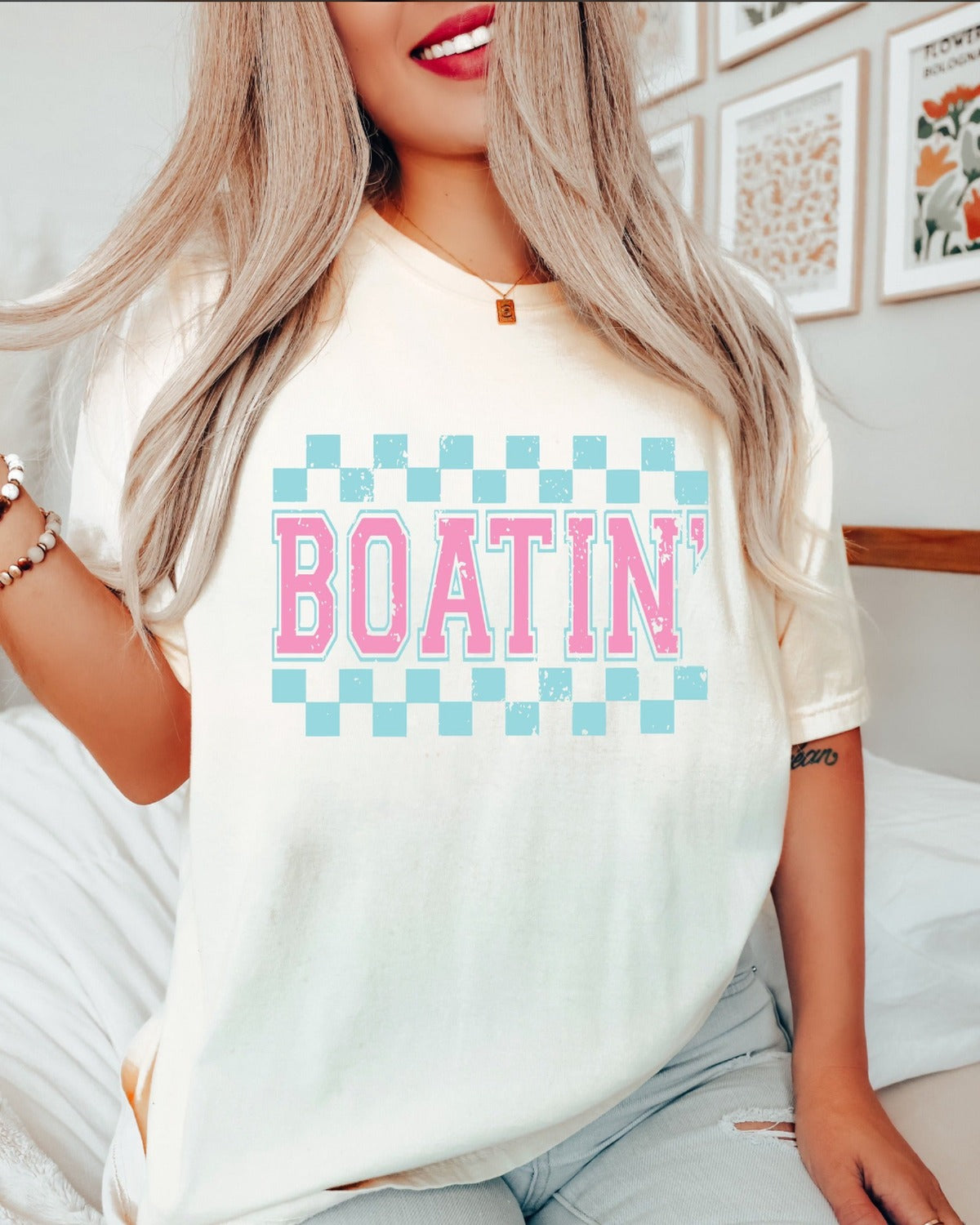 BOATIN Checker Tee - Comfort Colors Graphic Tee | Everyday Customs Co.