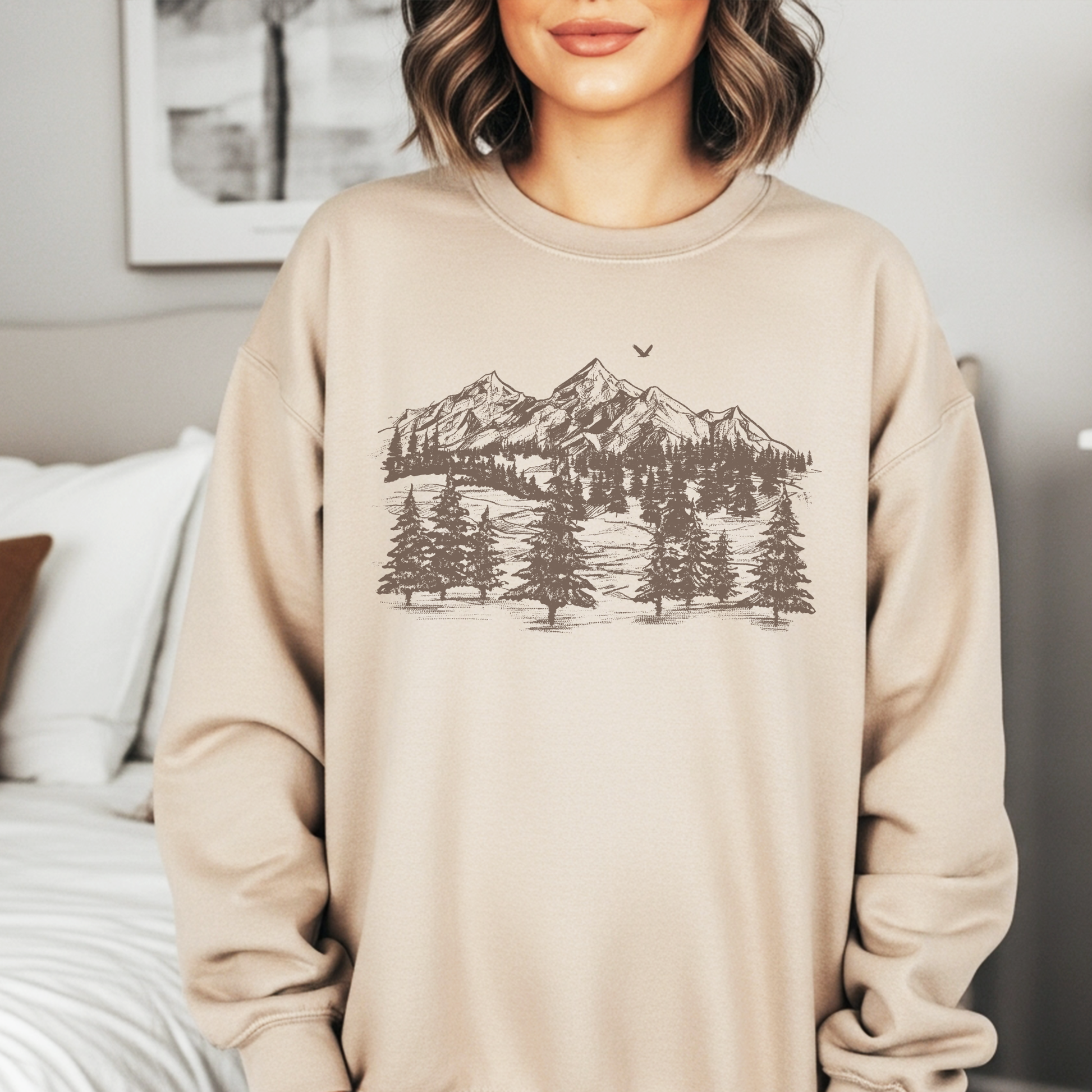 Hey Jude Graphic Tees Mountain View Crewneck Sweatshirt - Apparel & Accessories