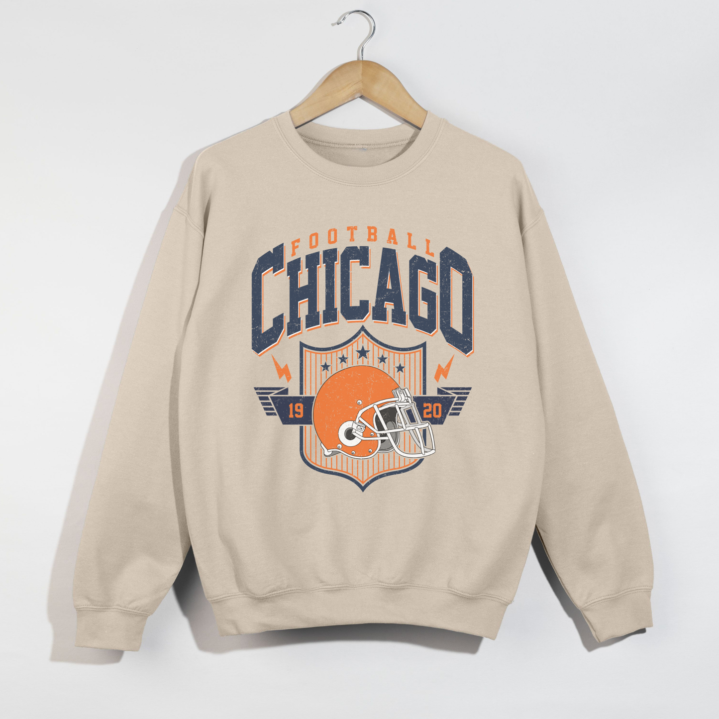 Hey Jude Graphic Tees Vintage Chicago Football Crewneck - 1920 Retro Helmet Graphic | Everyday Customs Co. - Apparel & Accessories