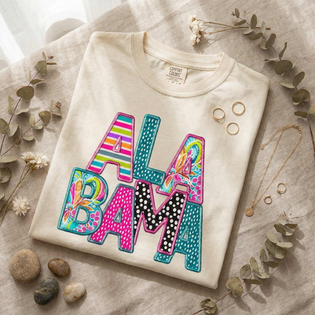 Everyday Customs Co. Alabama Faux Monogram T-Shirt - Crafted In-House Comfort Colors 1717 | Everyday Customs Co. - T-Shirts