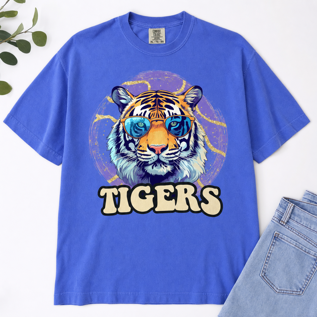 Everyday Customs Co. Purple & Gold Retro Tigers Graphic Tee - T-Shirts T-Shirt