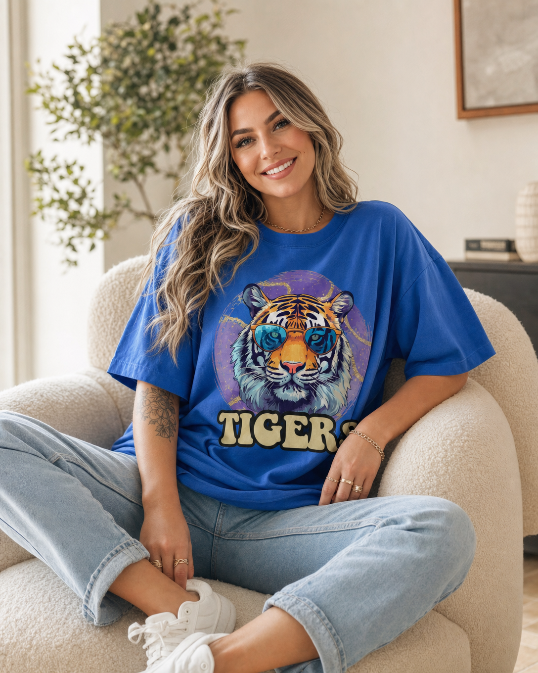 Everyday Customs Co. Purple & Gold Retro Tigers Graphic Tee - T-Shirts T-Shirt