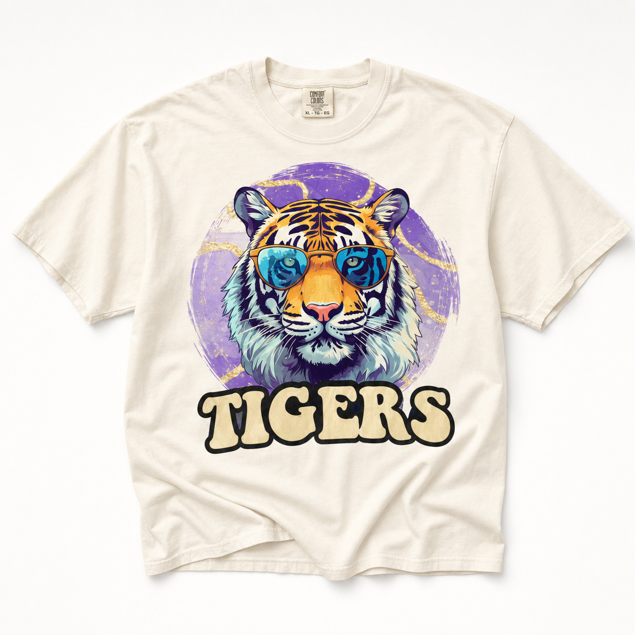 Everyday Customs Co. Purple & Gold Retro Tigers Graphic Tee - T-Shirts T-Shirt