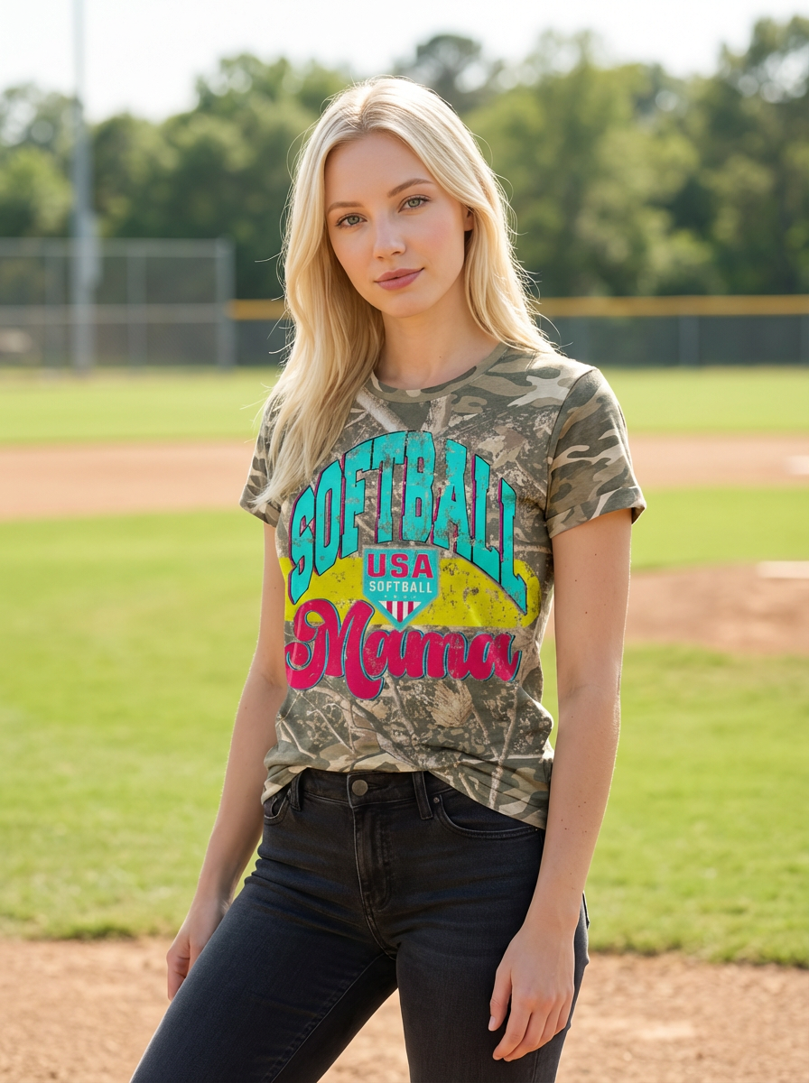 Everyday Customs Co. Softball Mama Camouflage Graphic Tee - Crafted with Purpose | Everyday Customs Co. - T-Shirts