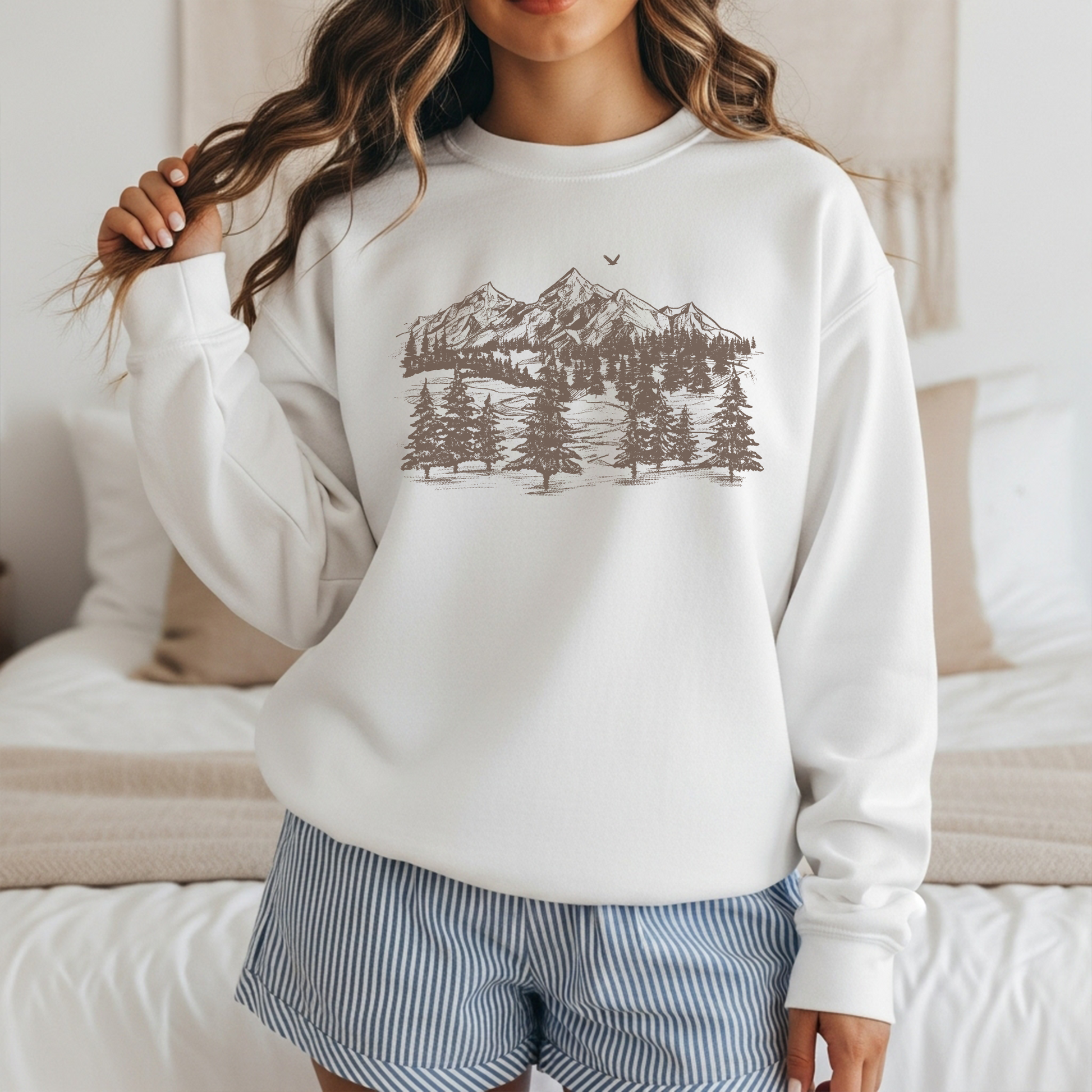 Hey Jude Graphic Tees Mountain View Crewneck Sweatshirt - Apparel & Accessories