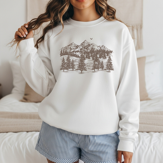 Hey Jude Graphic Tees Mountain View Crewneck Sweatshirt - Apparel & Accessories