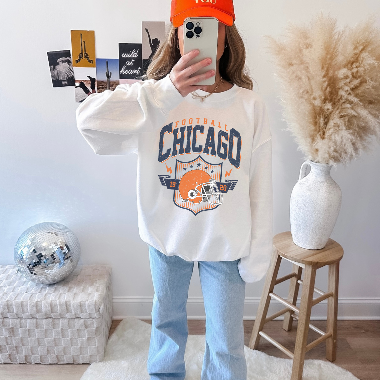 Hey Jude Graphic Tees Vintage Chicago Football Crewneck - 1920 Retro Helmet Graphic | Everyday Customs Co. - Apparel & Accessories