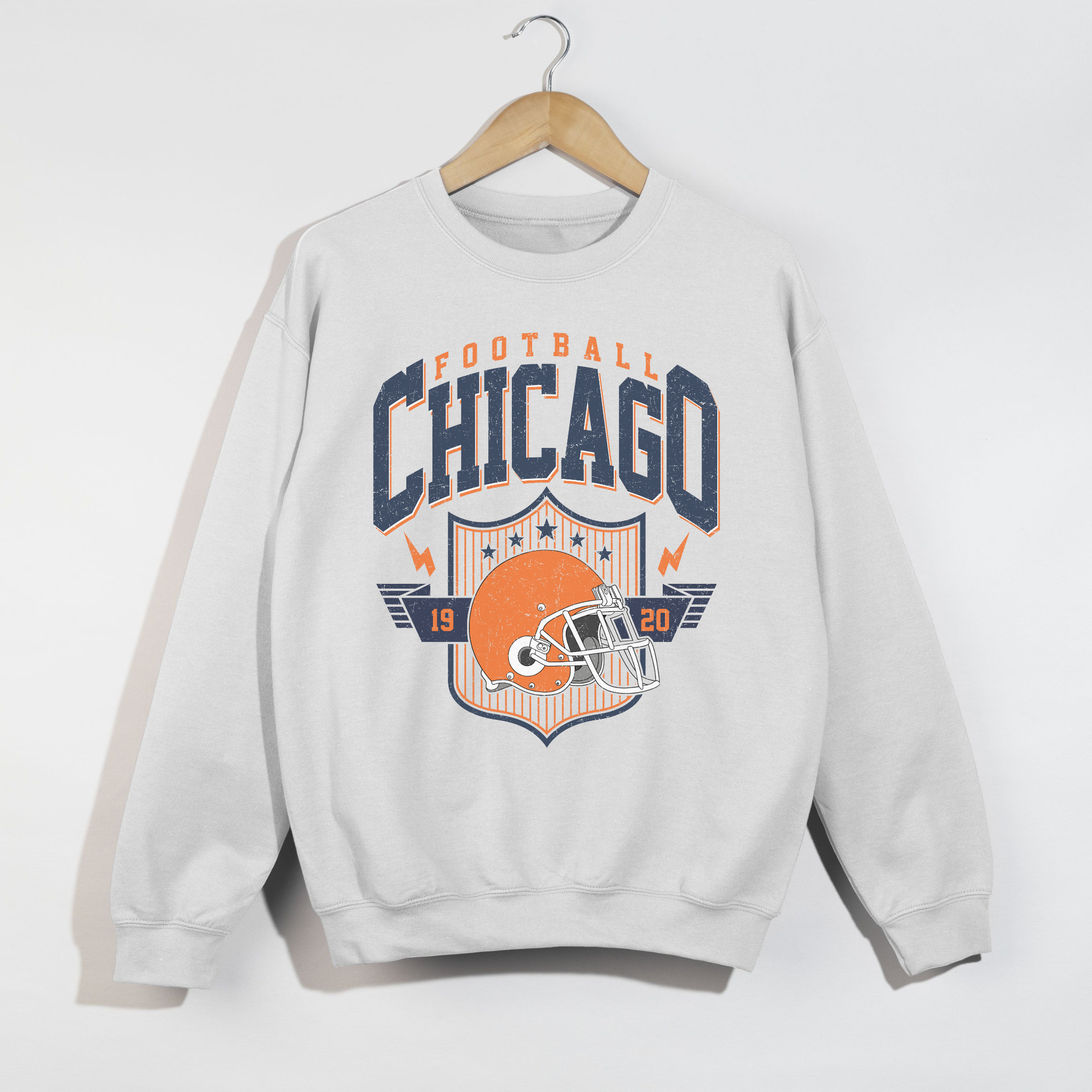 Hey Jude Graphic Tees Vintage Chicago Football Crewneck - 1920 Retro Helmet Graphic | Everyday Customs Co. - Apparel & Accessories