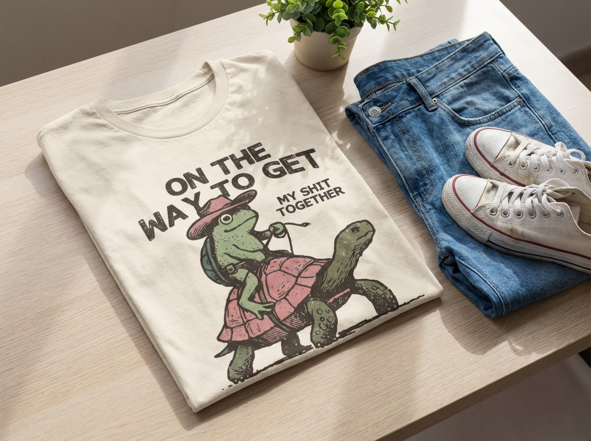 Everyday Customs Co. Slow Progress Turtle Graphic Tee - Soft Garment-Dyed Cotton | Everyday Customs Co. - T-Shirts